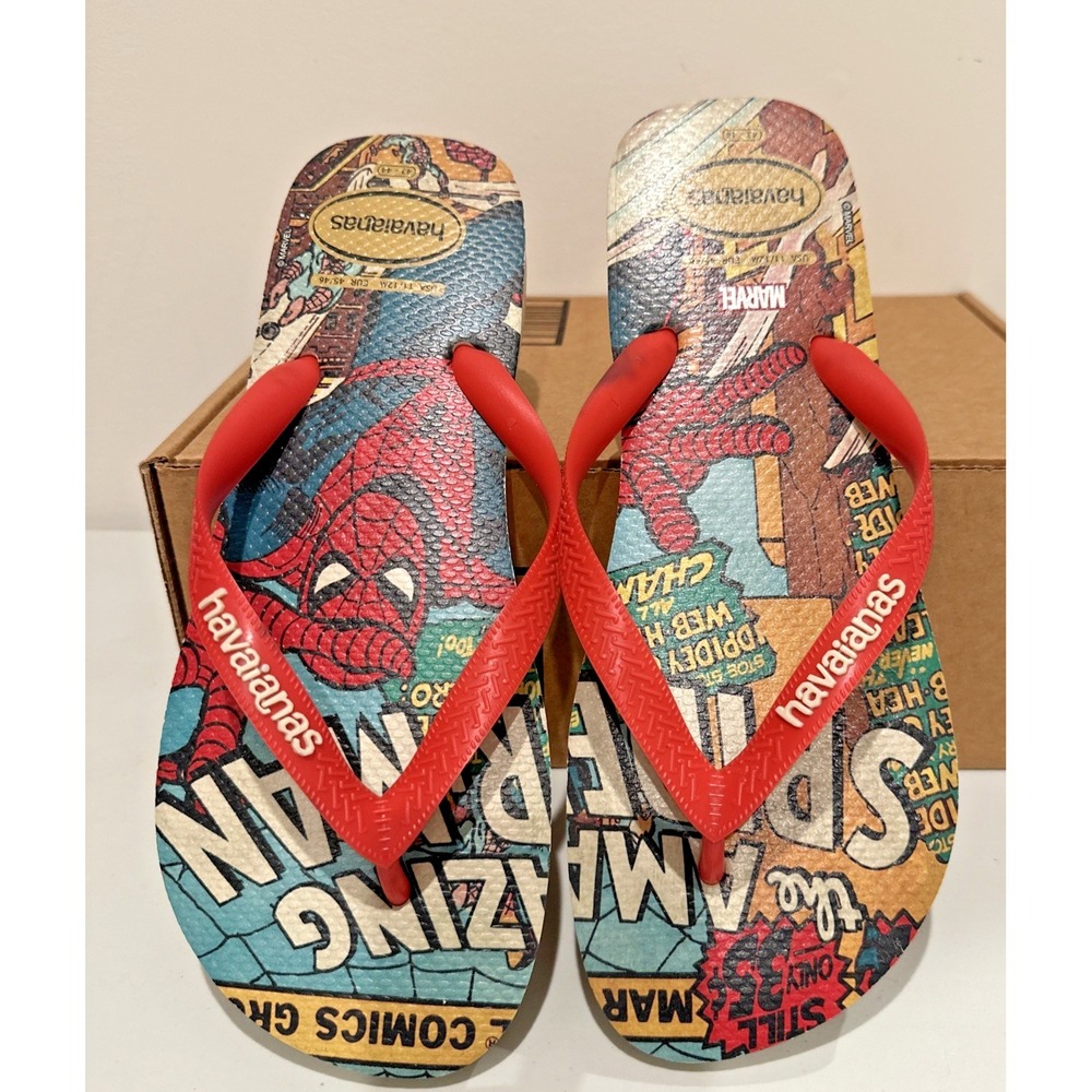 Havaianas Men Size 11/12M EU45/46 Marvel Spider-Man Comic Cover Sandal Flip Flop